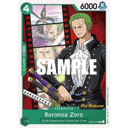 Roronoa Zoro (OP02-043) - Paramount War Pre-Release Cards