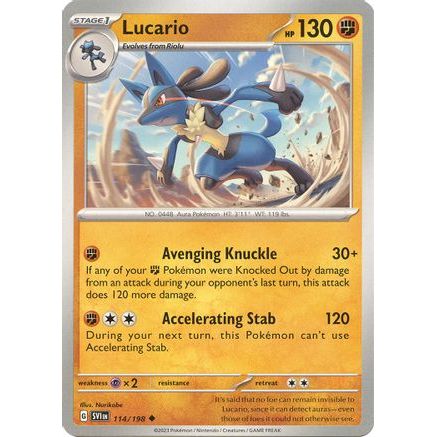 Lucario - 114/198 114 - SV01 Scarlet & Violet Base Set Reverse Holofoil