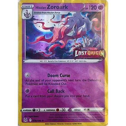 Hisuian Zoroark - 076/196 (Lost Origin Stamped) 76 - Miscellaneous Cards & Products Holofoil