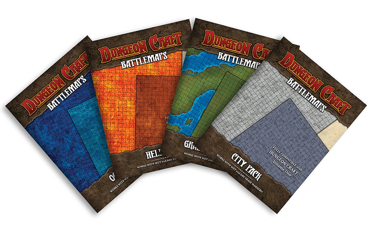Dungeon Craft Battlemap 4 Pack: Expeditions - Double-Sided Dry/Wet Erase RPG Maps