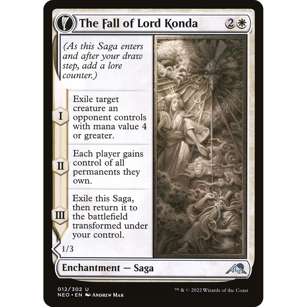 The Fall of Lord Konda // Fragment of Konda (NEO-012) - Kamigawa: Neon Dynasty: (fandfc, enchantment) Foil