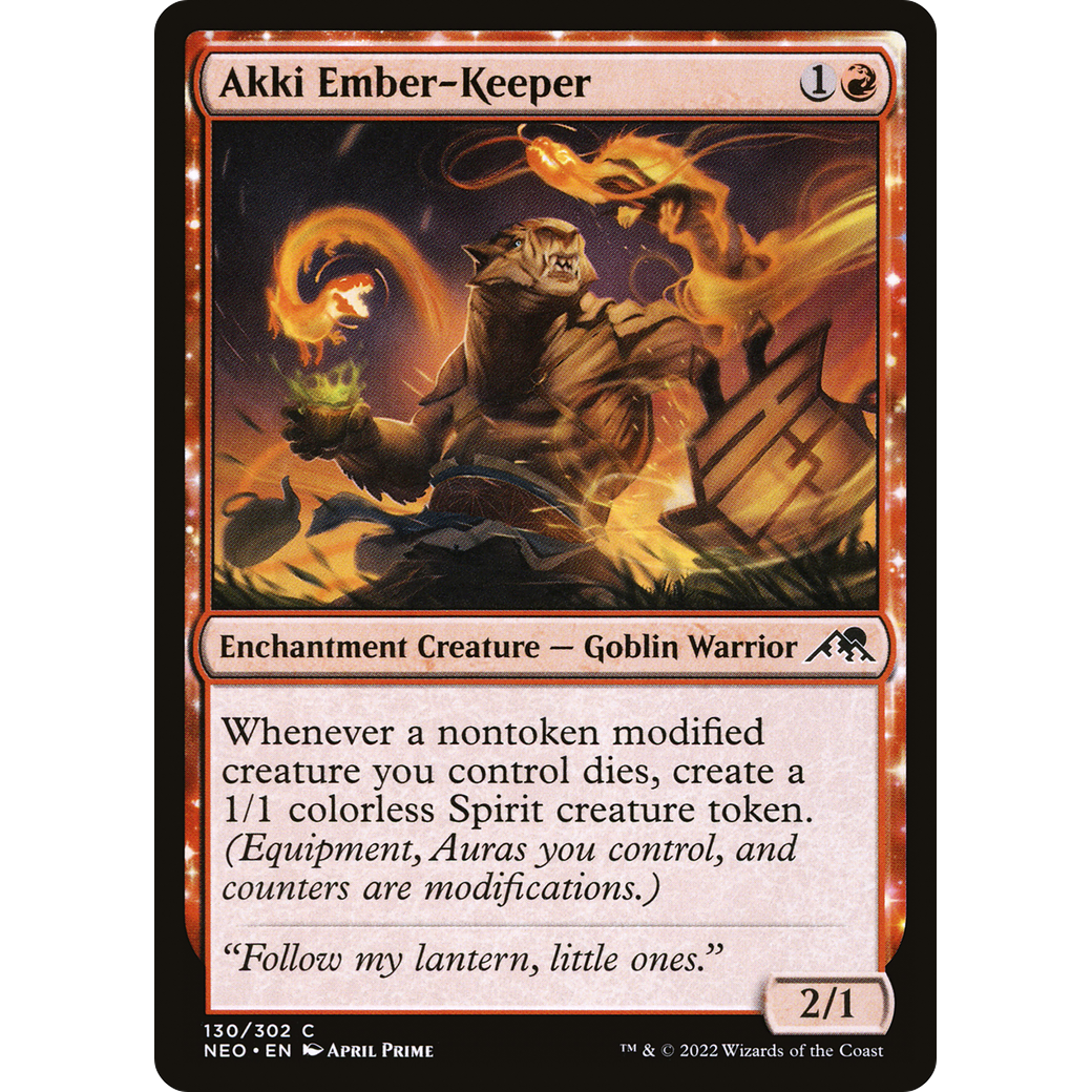 Akki Ember-Keeper (NEO-130) - Kamigawa: Neon Dynasty: (enchantment)