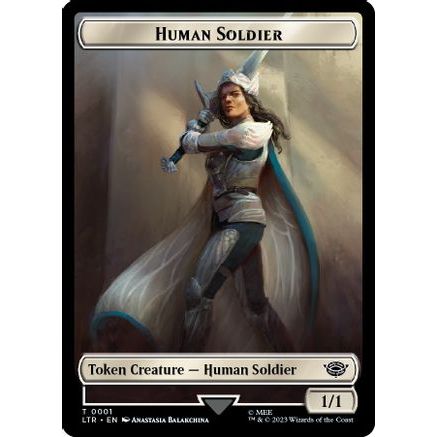 Human Soldier (0001) // Food (0011) Double-Sided Token (LTR-1 // 11) - The Lord of the Rings: Tales of Middle-earth Foil