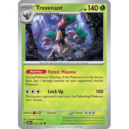Trevenant 12 - SV03 Obsidian Flames Reverse Holofoil
