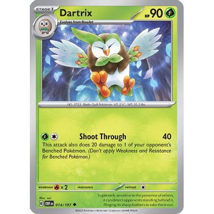 Dartrix 14 - SV03 Obsidian Flames Reverse Holofoil