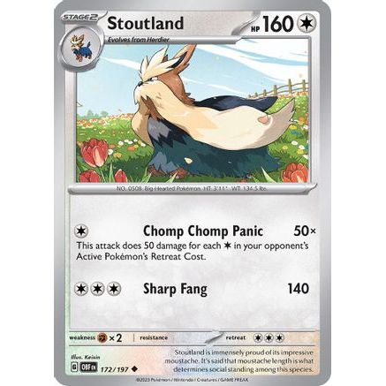 Stoutland 172 - SV03 Obsidian Flames Reverse Holofoil