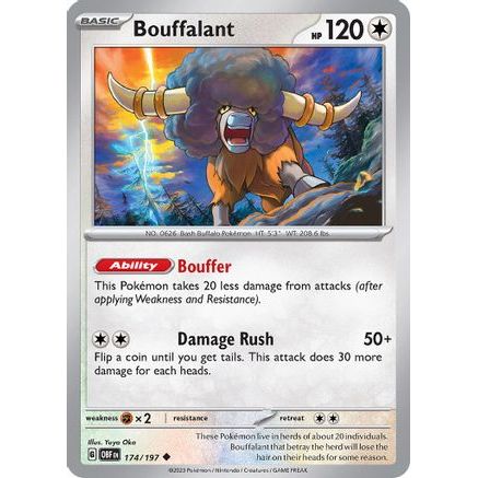 Bouffalant 174 - SV03 Obsidian Flames Reverse Holofoil
