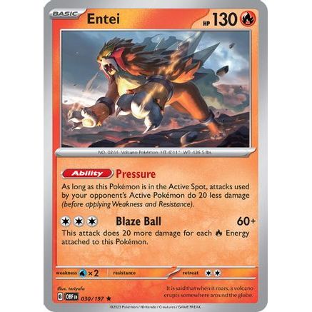 Entei 30 - SV03 Obsidian Flames Reverse Holofoil