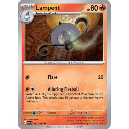Lampent 37 - SV03 Obsidian Flames Reverse Holofoil