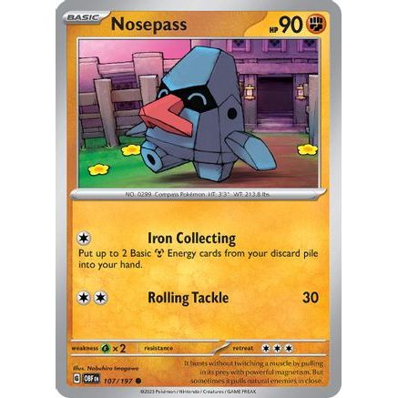 Nosepass 107 - SV03 Obsidian Flames Reverse Holofoil