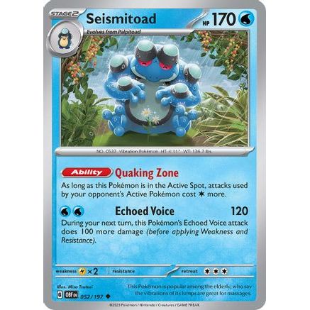 Seismitoad 52 - SV03 Obsidian Flames Reverse Holofoil