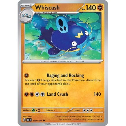 Whiscash 109 - SV03 Obsidian Flames Reverse Holofoil
