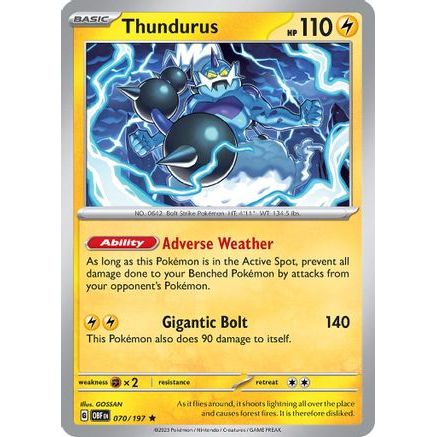 Thundurus 70 - SV03 Obsidian Flames Reverse Holofoil