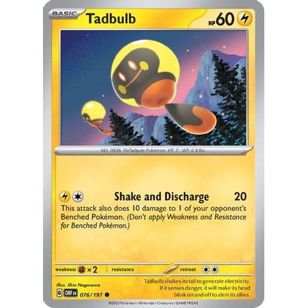 Tadbulb 076/197 76 - SV03 Obsidian Flames Reverse Holofoil