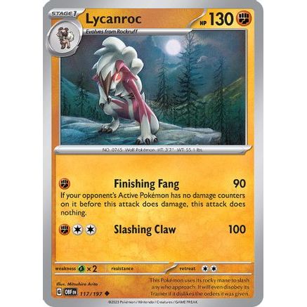 Lycanroc 117 - SV03 Obsidian Flames Reverse Holofoil