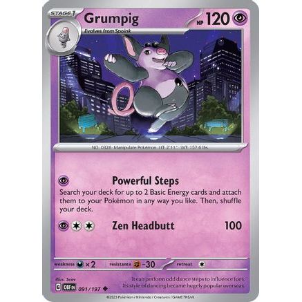 Grumpig 91 - SV03 Obsidian Flames