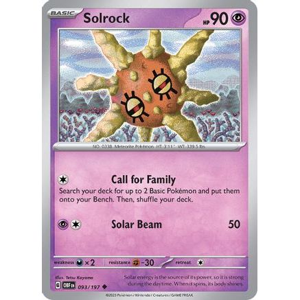 Solrock 93 - SV03 Obsidian Flames Reverse Holofoil