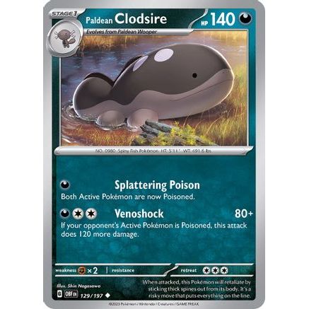 Paldean Clodsire - 129/197 129 - SV03 Obsidian Flames Reverse Holofoil