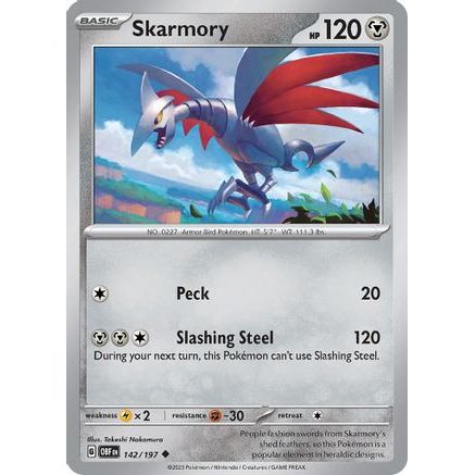 Skarmory 142 - SV03 Obsidian Flames Reverse Holofoil