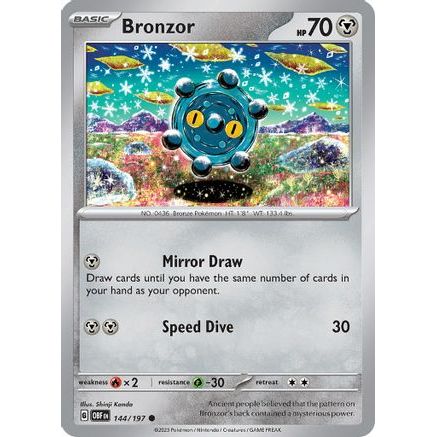 Bronzor 144 - SV03 Obsidian Flames Reverse Holofoil