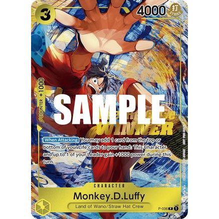 Monkey.D.Luffy (Pre-Release Tournament) (Winner) (P-036) - One Piece Promotion Cards Foil