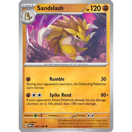 Sandslash 28 - SV Scarlet & Violet 151 Reverse Holofoil