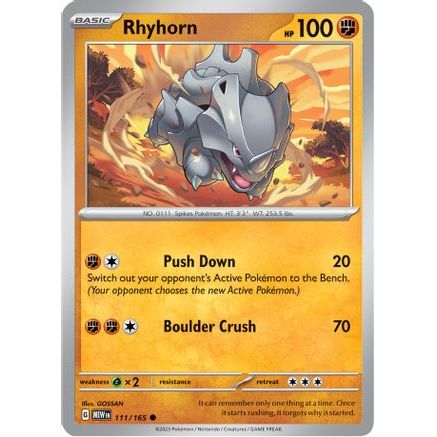 Rhyhorn 111 - SV Scarlet & Violet 151 Reverse Holofoil