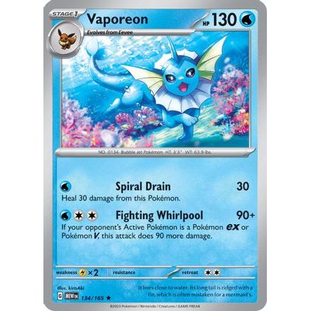 Vaporeon 134 - SV Scarlet & Violet 151 Reverse Holofoil