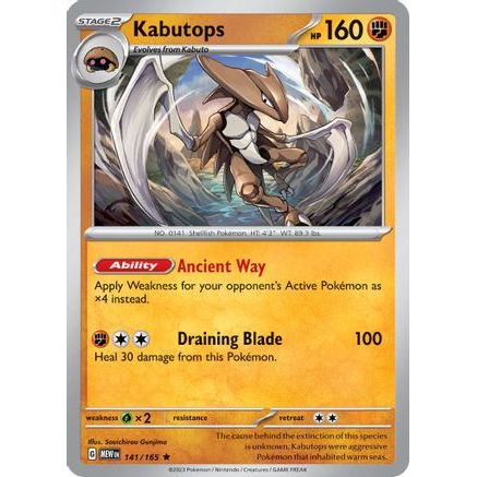 Kabutops 141 - SV Scarlet & Violet 151 Reverse Holofoil