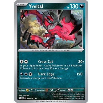Yveltal - 118/182 118 - SV04 Paradox Rift Reverse Holofoil