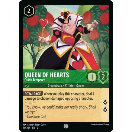 Queen of Hearts - Quick-Tempered (90/204) - Rise of the Floodborn Cold Foil