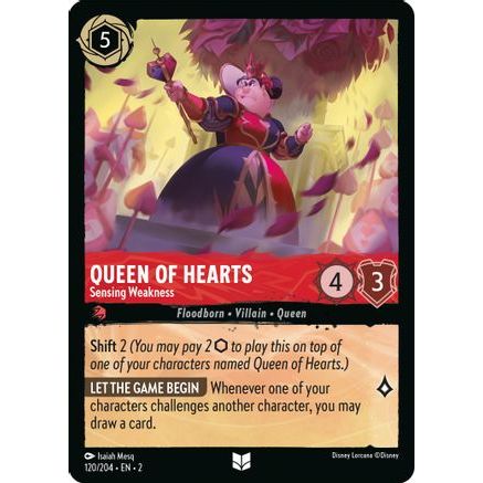 Queen of Hearts - Sensing Weakness (120/204) - Rise of the Floodborn Cold Foil
