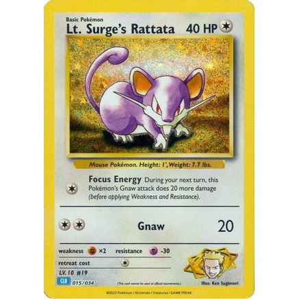Lt. Surge's Rattata 15 - Trading Card Game Classic Holofoil