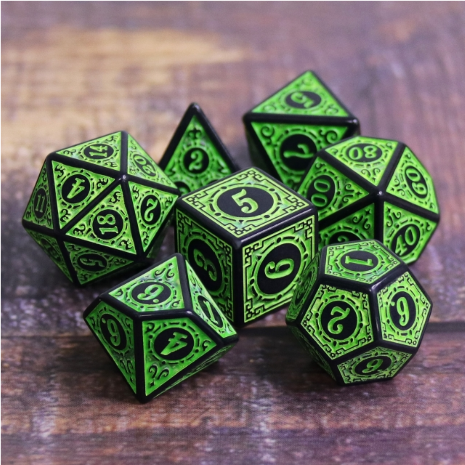 Magic Flame - Green RPG Dice Set
