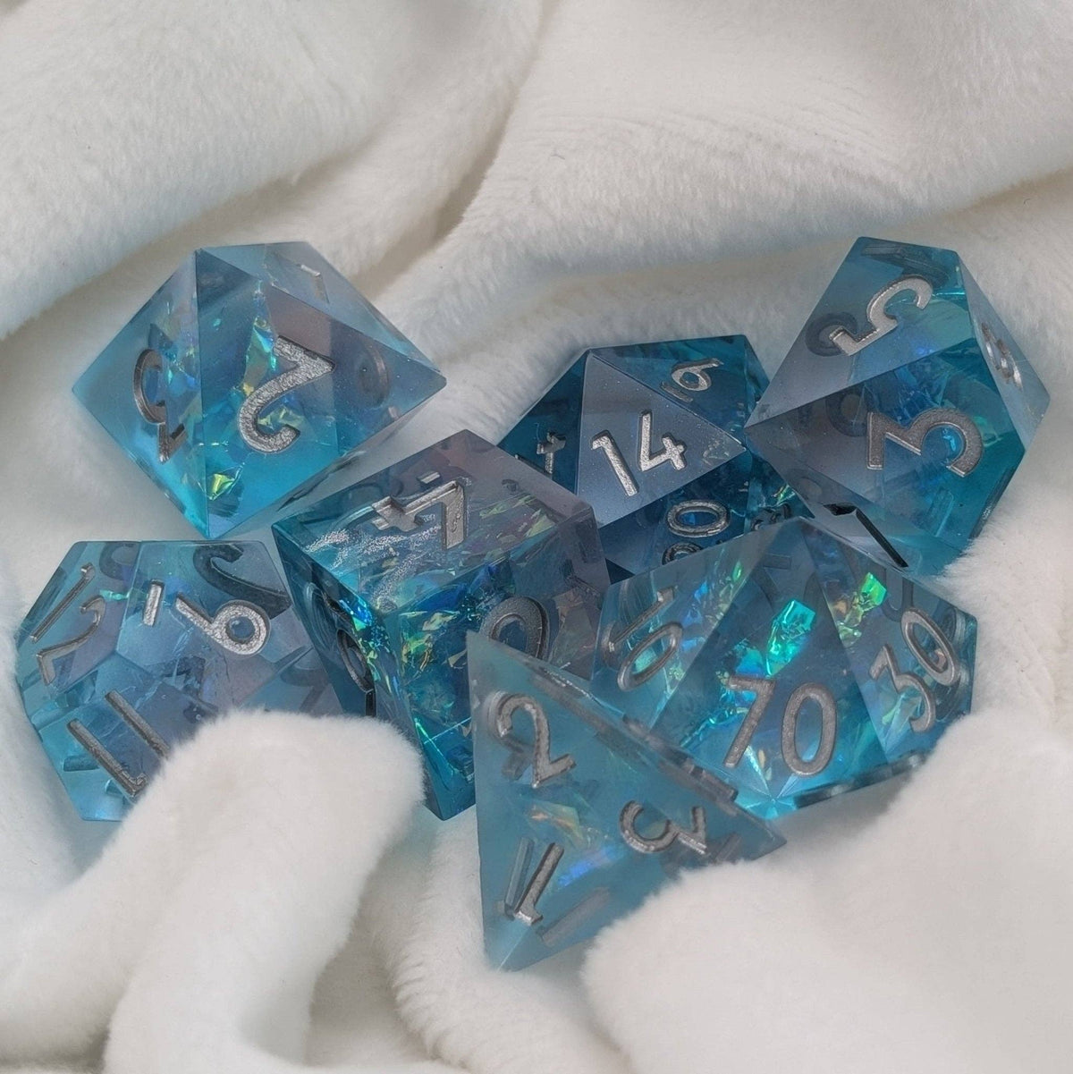 Oceanheart Opals - 7-Piece Luxury D&D Dice Set