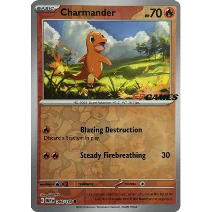 Charmander - 004/165 (EBGames Exclusive) 4 - Miscellaneous Cards & Products Reverse Holofoil