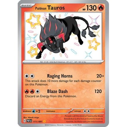 Paldean Tauros - 111/091 111 - SV Paldean Fates Holofoil