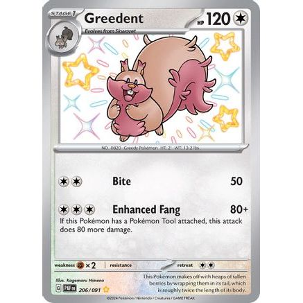 Greedent 206 - SV Paldean Fates Holofoil