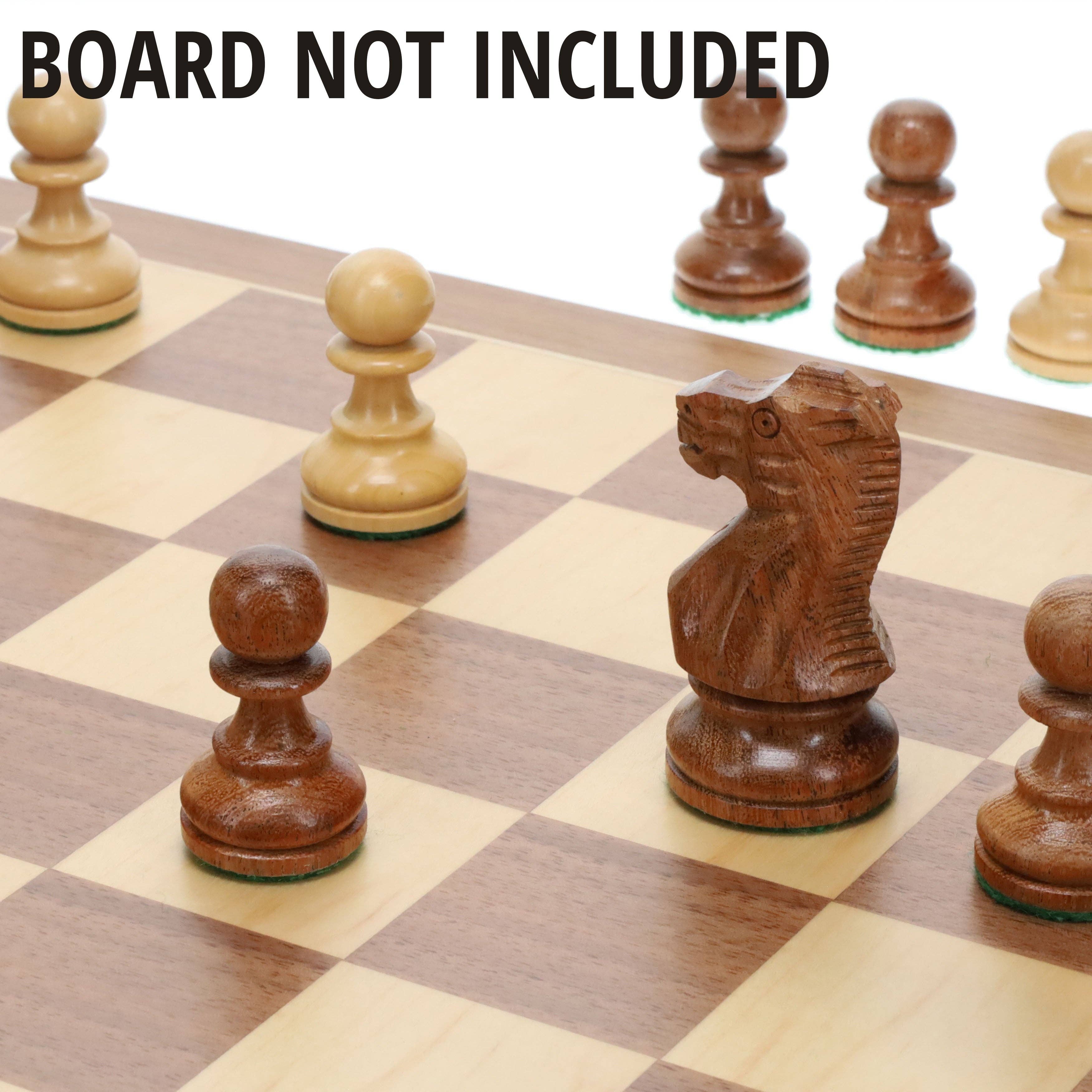 Wooden English Chess Pieces, Weighted with 3.5 inch King