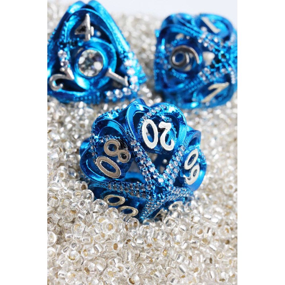 Hollow Hearts: Jeweled Blue -  Metal RPG Dice Set
