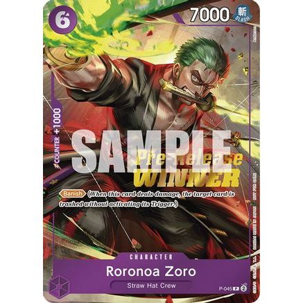 Roronoa Zoro (OP-06 Pre-Release Tournament) [Winner] (P-045) - One Piece Promotion Cards Foil