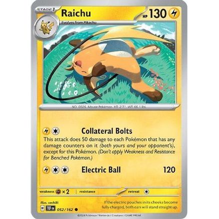 Raichu 52 - SV05 Temporal Forces Reverse Holofoil