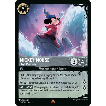Mickey Mouse - Playful Sorcerer (225/204) (225/204) - Illumineers Quest Deep Trouble Cold Foil