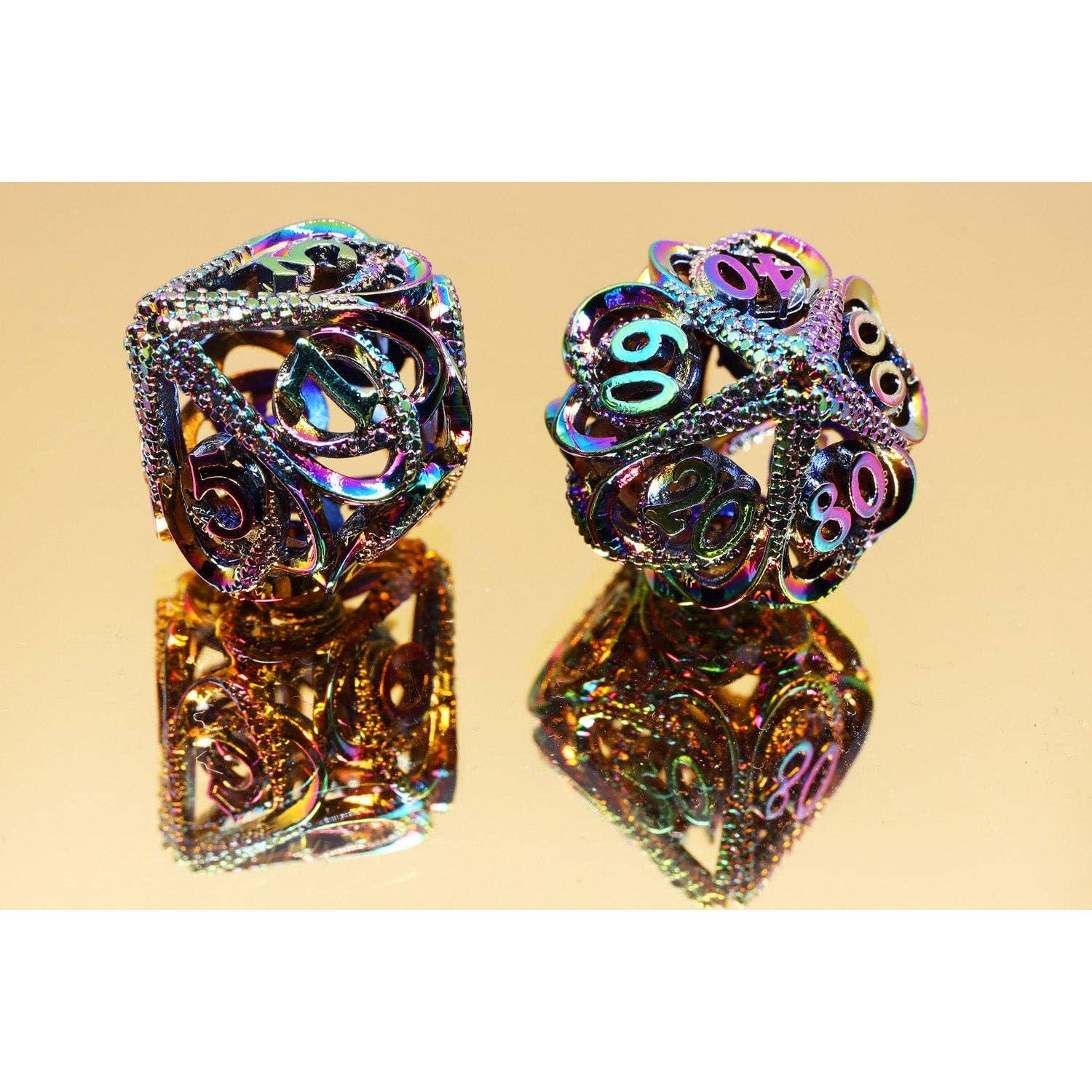 Hollow Hearts: Jeweled Burnt Opal -  Metal RPG Dice Set