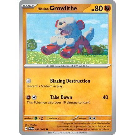Hisuian Growlithe - 099/167 99 - SV06 Twilight Masquerade Reverse Holofoil