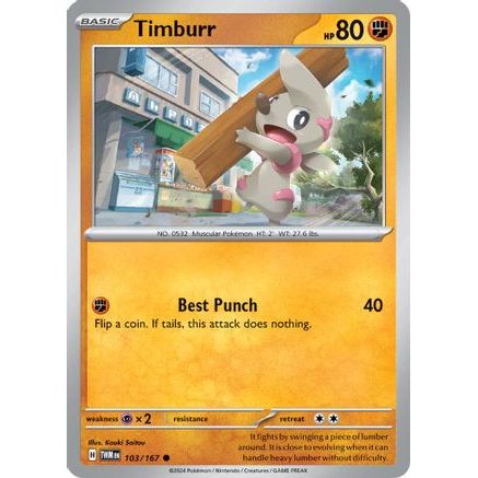 Timburr - 103/167 103 - SV06 Twilight Masquerade Reverse Holofoil
