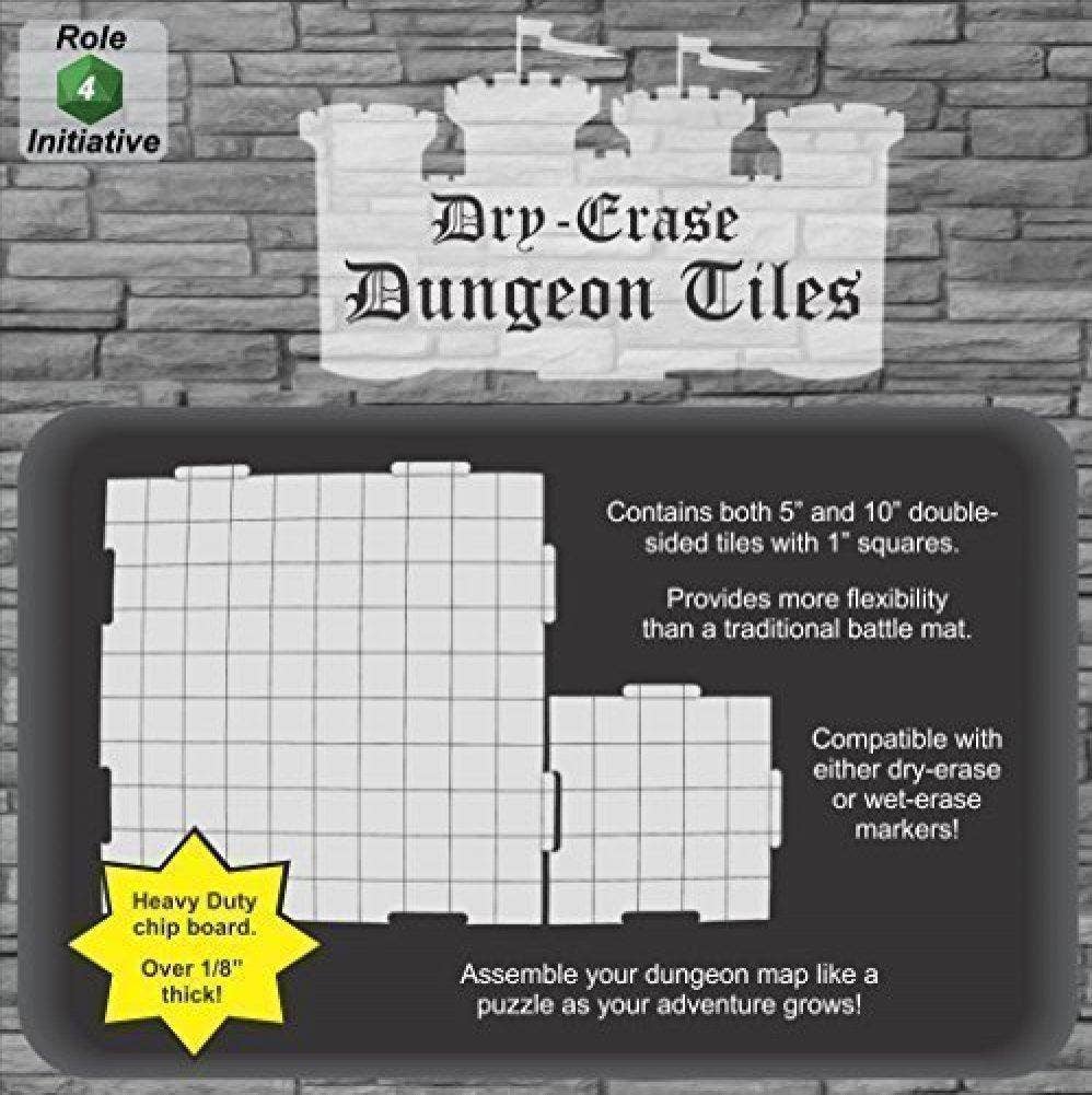 Dry Erase Dungeon Tiles, White - Pack of 5 10" and 16 5" square tiles