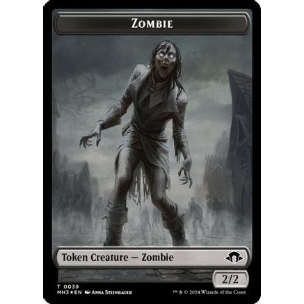 Zombie (Ripple Foil) // Elephant Double-Sided Token (M3C-39 // 18) - Modern Horizons 3 Commander Foil