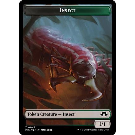 Insect (0043) (Ripple Foil) // Zombie Double-Sided Token (MH3-43 // 21) - Modern Horizons 3 Foil