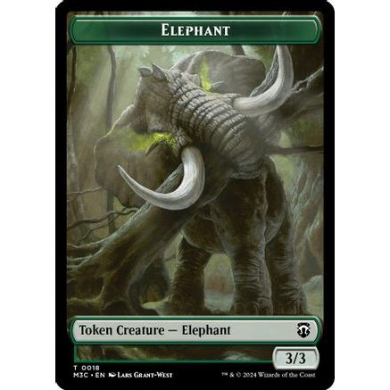 Elephant (Ripple Foil) // Beast (0016) Double-Sided Token (M3C-18 // 16) - Modern Horizons 3 Commander Foil
